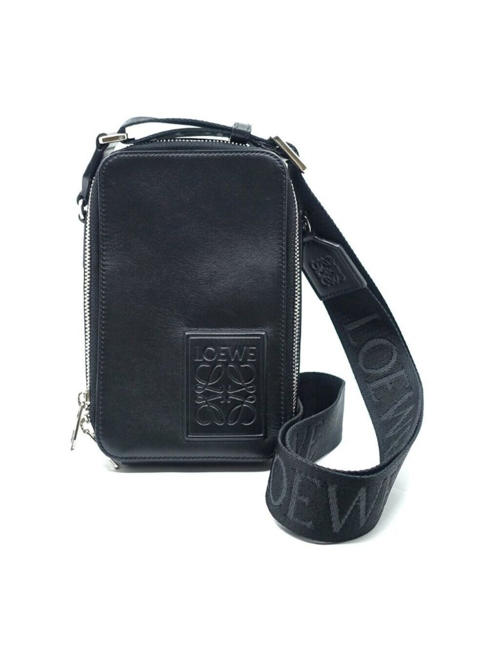 Loewe Cross Belt Bag Vertical Leather Black